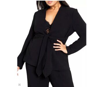 City Chic Audrie Jacket Black Tie Front XXS 12